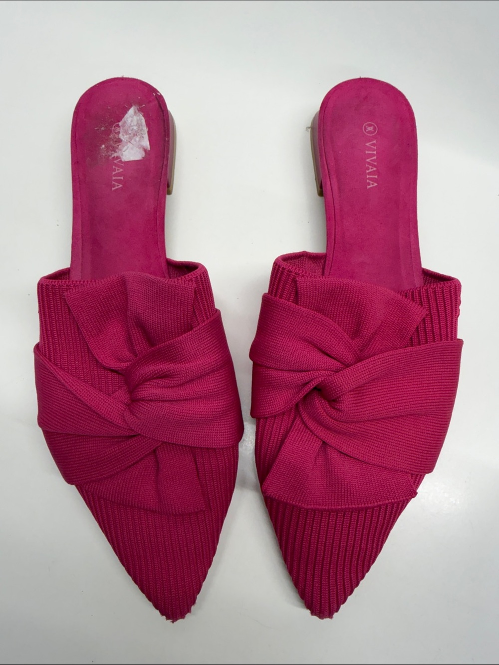 Vivaia Yaffa Pro Pointed Toe Knot Sandals Mules Slip On Kitten Heels Pink 10.5 - Picture 2 of 9
